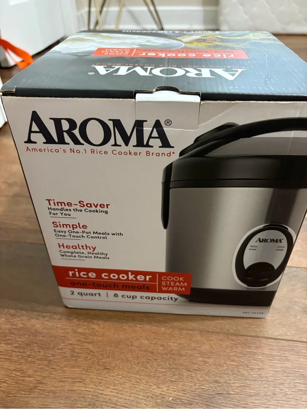 Aroma 8 Cup Cooked Rice Cooker 2 Qt One-Touch Rice Cooker New Open Box